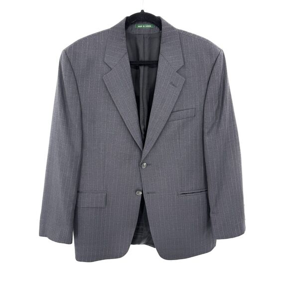 LAUREN RALPH LAUREN Gray Pinstripe 2 Button Blazer Jacket Size 38S - Picture 1 of 10